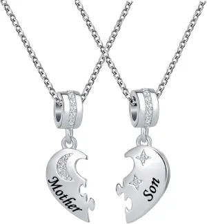 Mother Daughter Charm Necklaces Set for 2 Heart Love Dangle Matching Pendant Necklace for Women Family Mom Mommy Daughter Gifts for Her