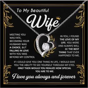 Mother Day Gift for Wife, To My Beautiful Wife Necklace from Husband, Soulmate Necklace for Women, Wifey Birthday Gift Ideas from Husband, Anniversary Jewelry Present, Romantic Jewelry for Best Wifey