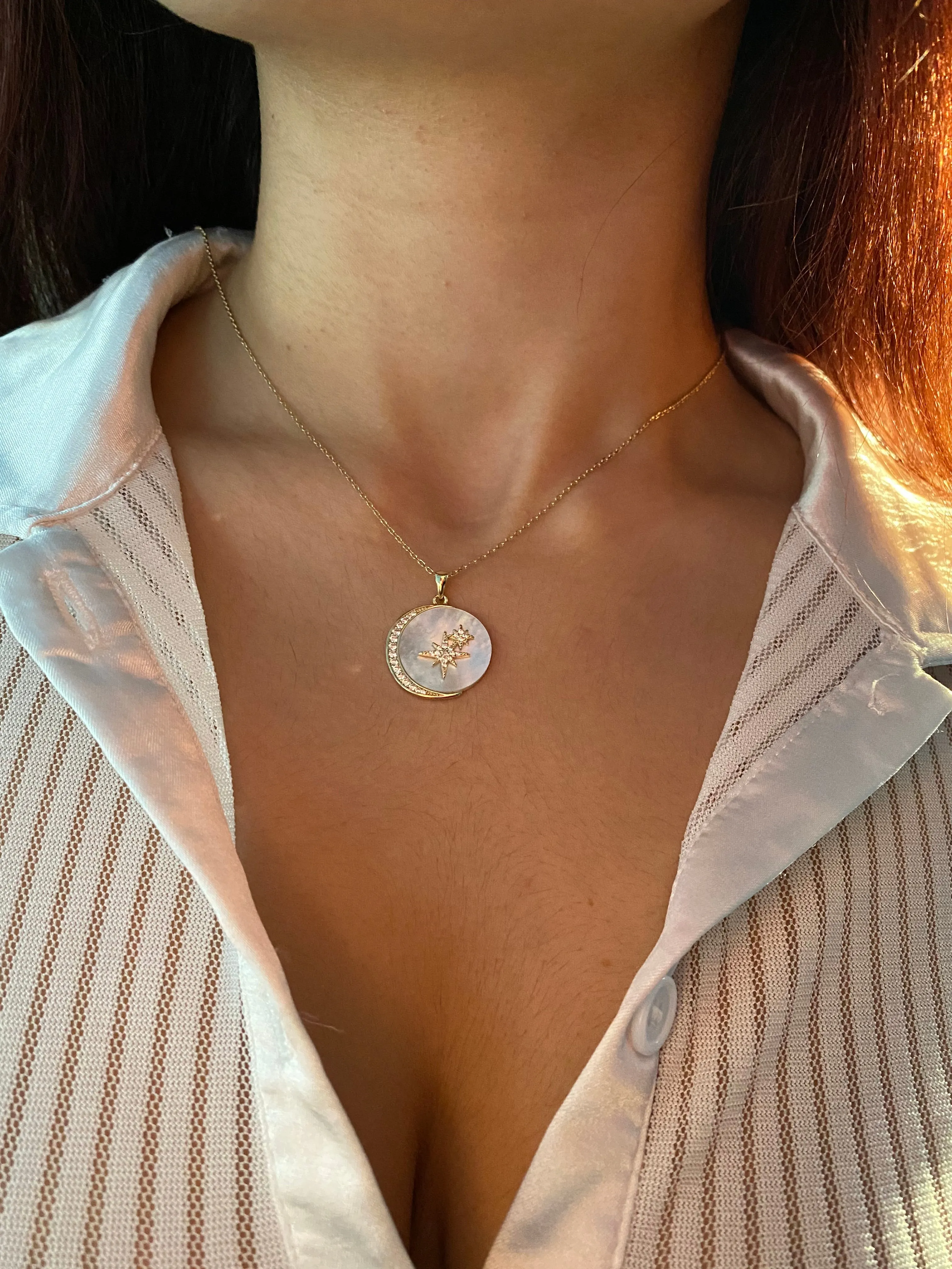 Mother of Pearl Moon Necklace