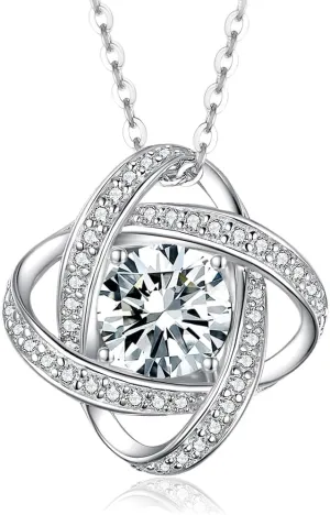 Mothers Day Gifts for Wife- Birthstone Necklace Gifts for Women, Love Knot Necklaces for Women 925 Sterling Silver Anniversary Valentines Mothers Day Birthday Gifts Jewelry for Women Wife Mom Girlfriend Her