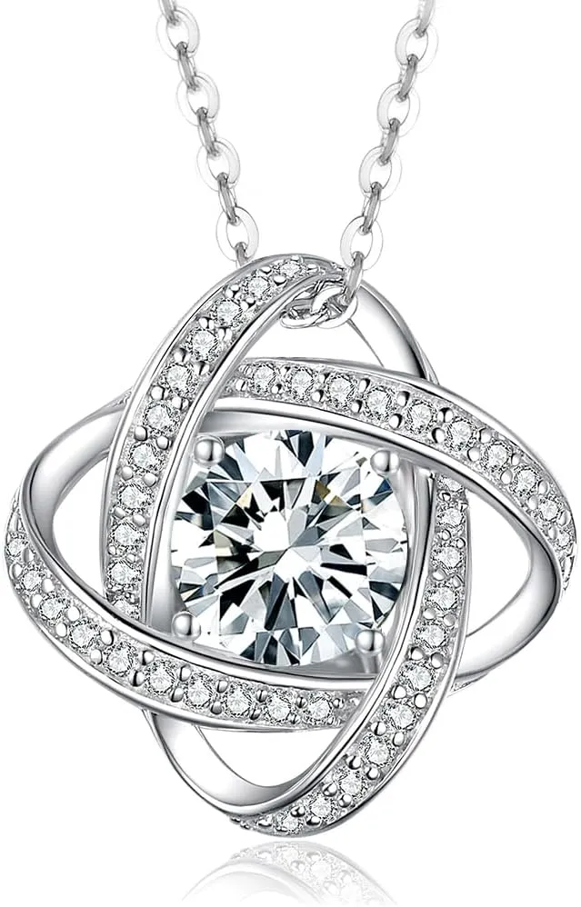 Mothers Day Gifts for Wife- Birthstone Necklace Gifts for Women, Love Knot Necklaces for Women 925 Sterling Silver Anniversary Valentines Mothers Day Birthday Gifts Jewelry for Women Wife Mom Girlfriend Her