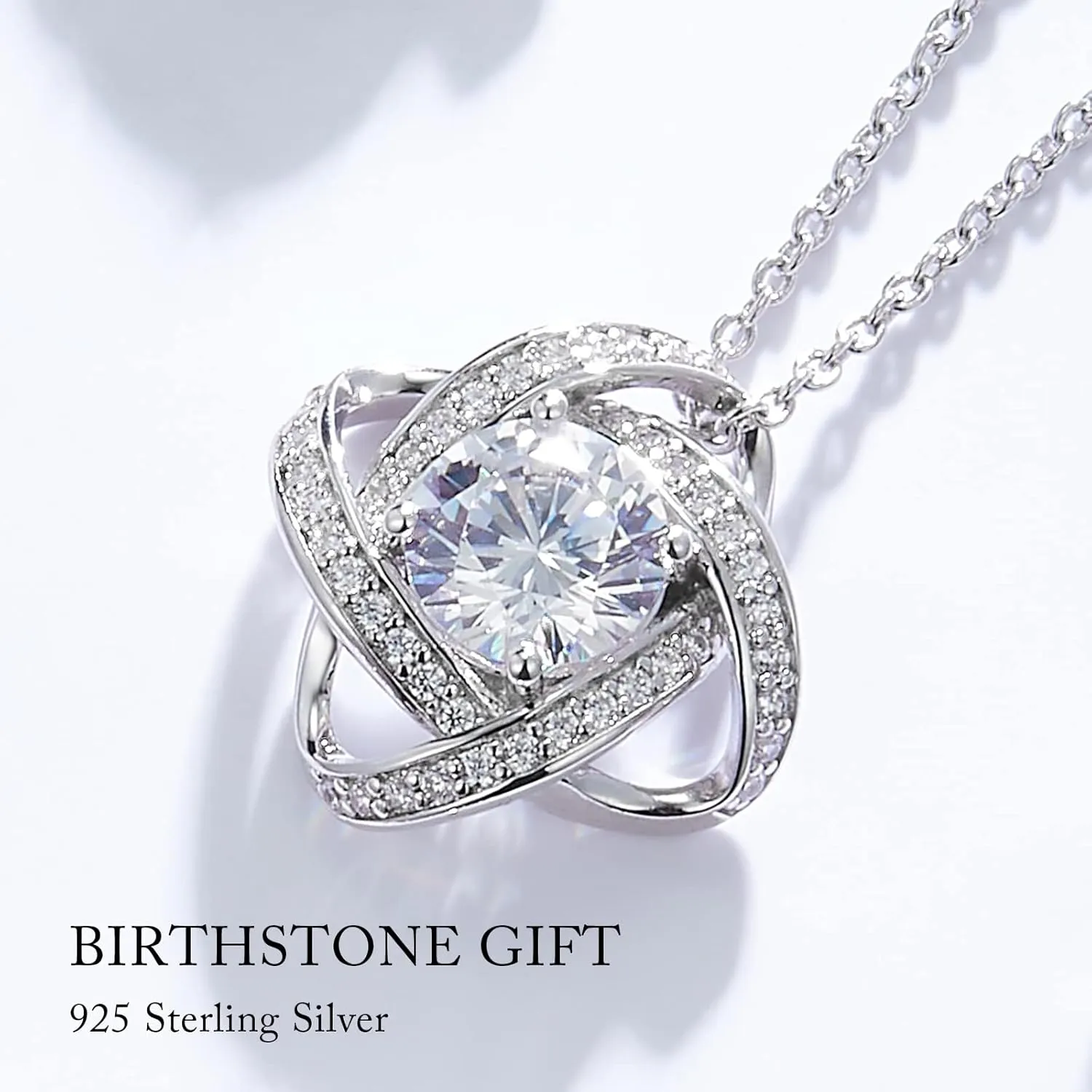 Mothers Day Gifts for Wife- Birthstone Necklace Gifts for Women, Love Knot Necklaces for Women 925 Sterling Silver Anniversary Valentines Mothers Day Birthday Gifts Jewelry for Women Wife Mom Girlfriend Her