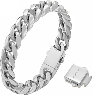 murtoo Mens Cuban Link Chain Bracelet, 6/8/12MM Stainless Steel Bracelets for Men Silver Black Gold, Hip Hop Link Bracelet with Detachable Clasp Gift for Men Him
