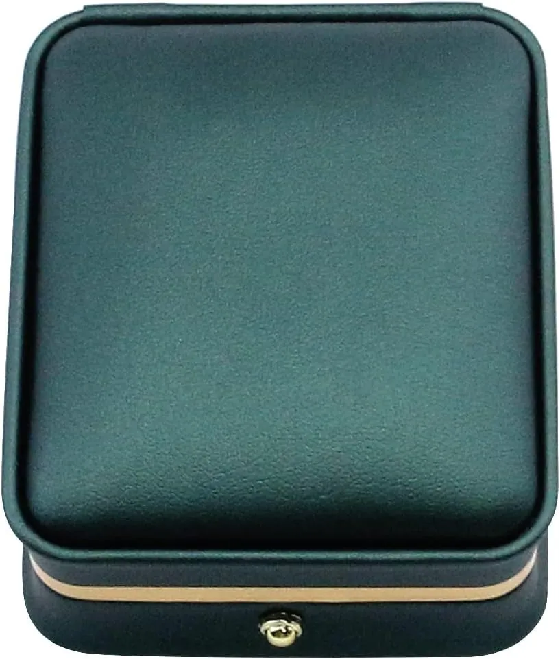 MY MIRONEY PU Leather Pendant Box Velvet Interior Necklace Pendant Box Blackish Green Jewelry Gift Box Storage Case Organizer (2.83" x 3.31" x 1.57")
