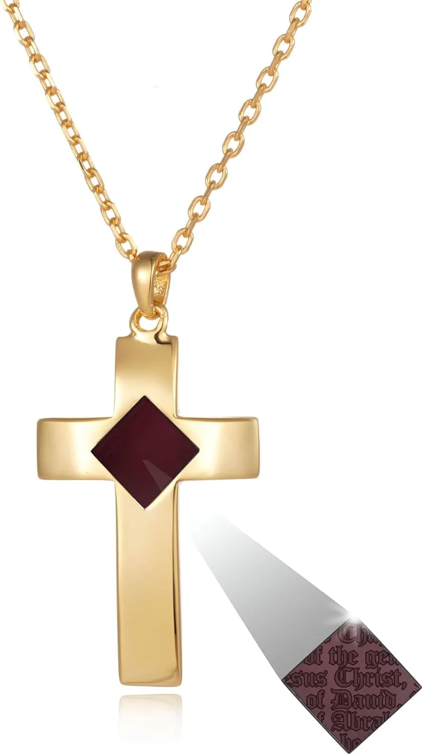 Nano Bible Gold Cross Necklace for Women with the Entire Holy KJV New Testament Engraving on Pendant, Religious Christian Jewelry Gift for Mothers Day, Birthday, Anniversary for Wife or Girlfriend