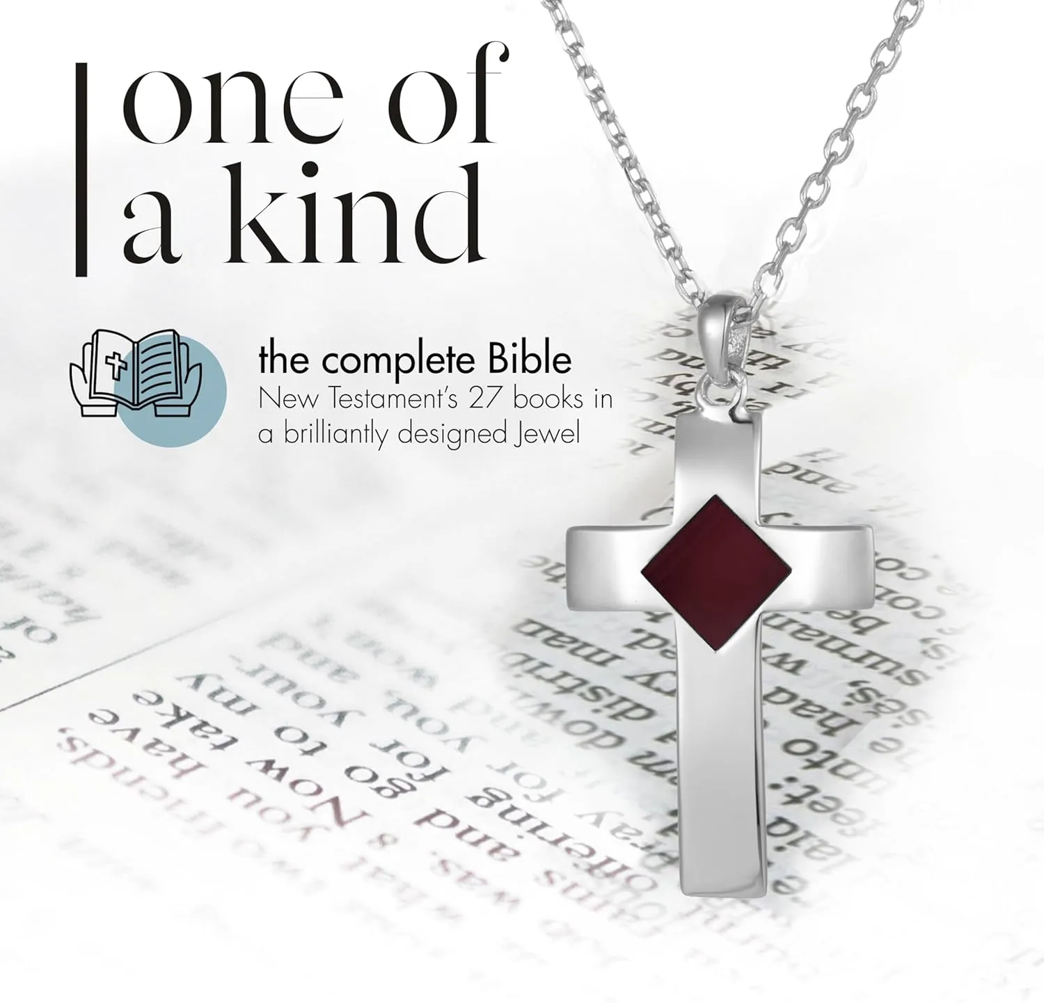 Nano Bible Gold Cross Necklace for Women with the Entire Holy KJV New Testament Engraving on Pendant, Religious Christian Jewelry Gift for Mothers Day, Birthday, Anniversary for Wife or Girlfriend