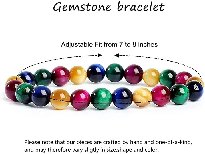 Natural 8mm Gorgeous Semi-Precious Gemstones Round Beads Stretch Bracelet 7 Inch Unisex