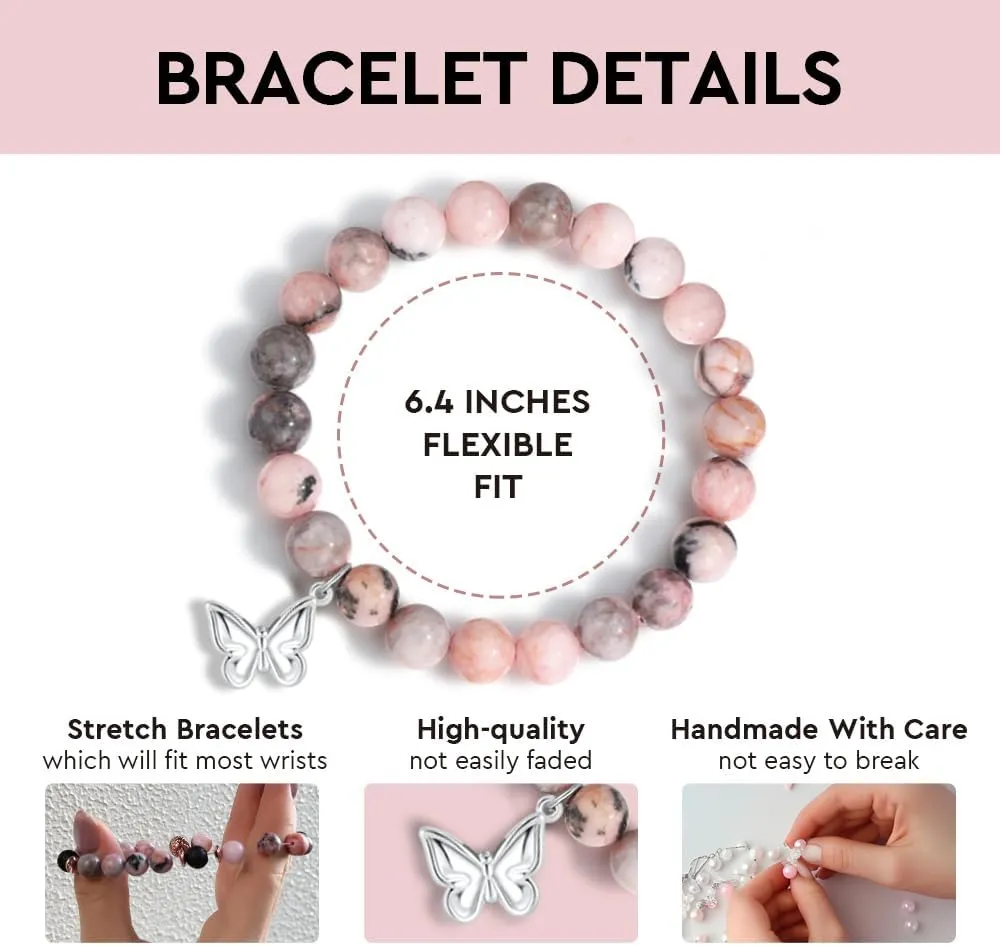Natural Stone Butterfly Bracelets Gifts for Teen Girls, Trendy Birthday Teen Girl Gift Ideas with Quote Card, Jewelry Gifts for Teenage Teen Girls Birthday Christmas Valentines Day Gifts-49