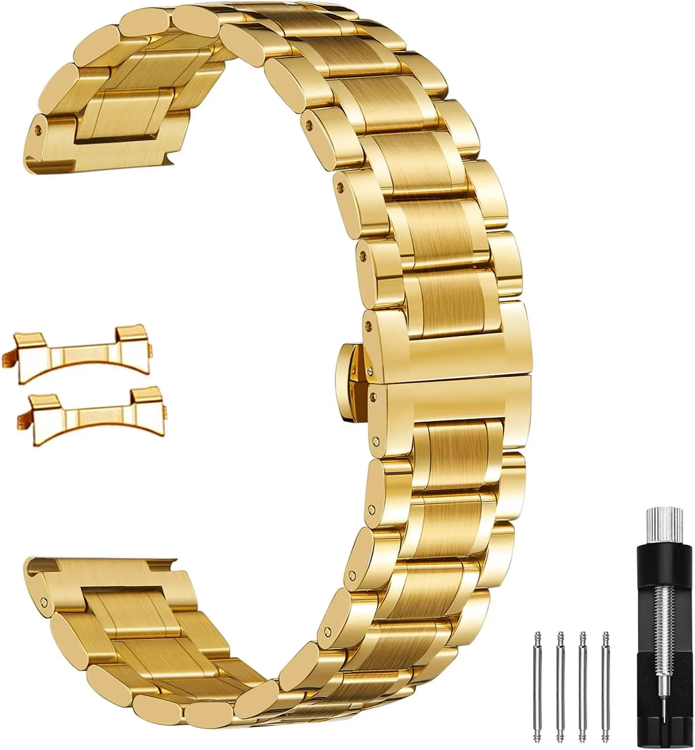 Nelumbo Quick Release Metal Chain Butterfly Clasp Watch Bands 18mm 19mm 20mm 21mm 22mm 24mm Stainless steel Watch Strap Bracelet Replacement