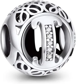 NINGAN Letter Alphabet Charm 925 Sterling Silver A-Z Initial Beads Fits Women's Europeans Bracelet and Necklace