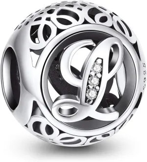 NINGAN Letter Alphabet Charm 925 Sterling Silver A-Z Initial Beads Fits Women's Europeans Bracelet and Necklace