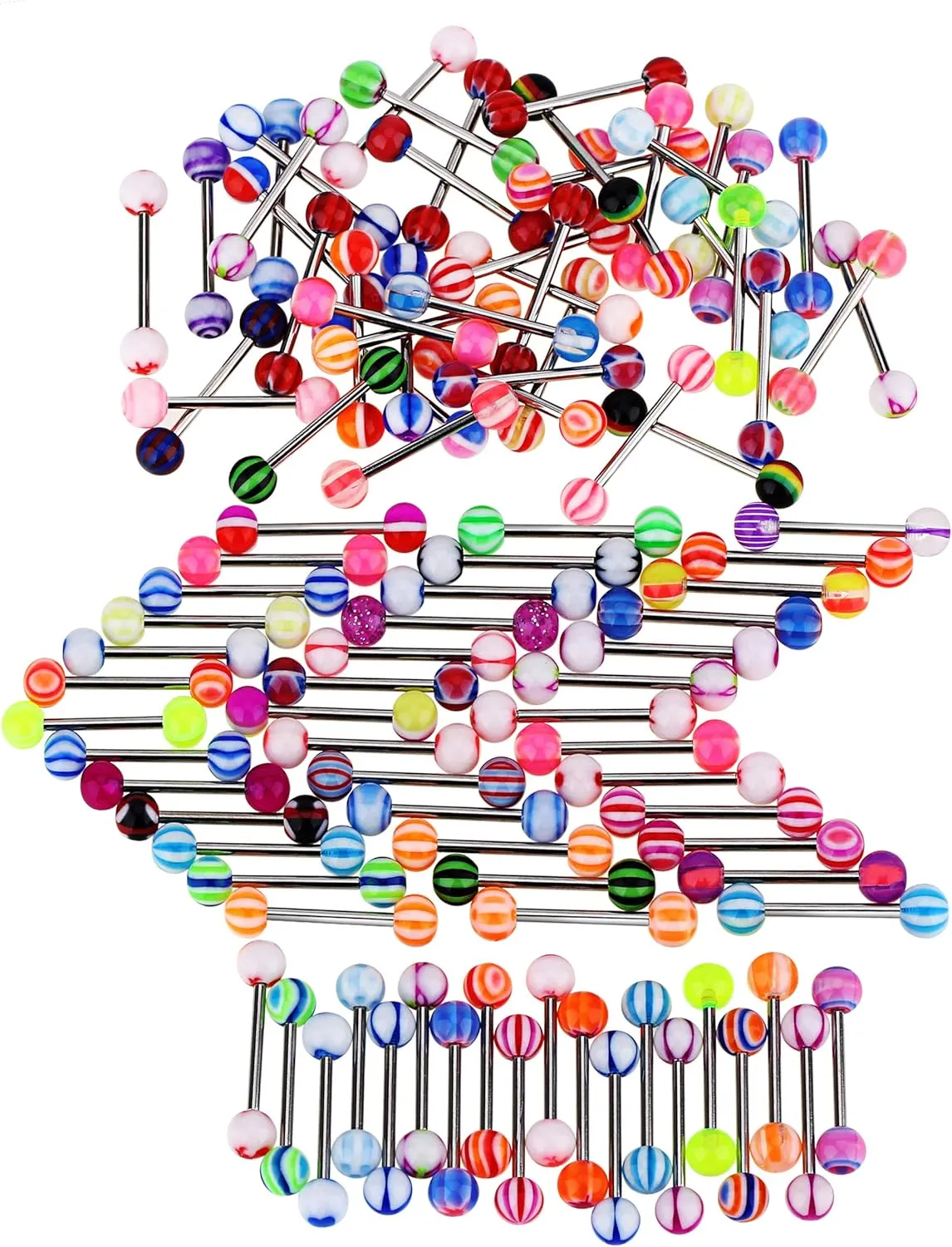 Niumike 14G Tongue Rings Assorted Colors Surgical Stainless Steel Barbells Piercing Jewelry