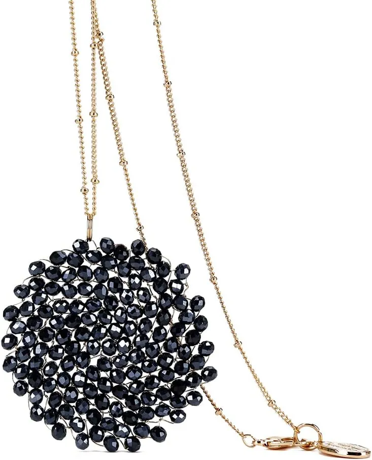 Niumike Handmade Crystal Circle Pendant Necklace and Earring Sets for Women Prom Disc Long Statement Necklaces Jewelry Sets with Gifts Box