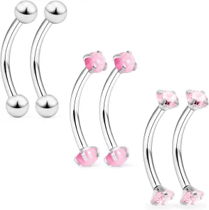 Ocptiy 16G Eyebrow Rook Piercing Jewelry Small Belly Button Ring 316L Surgical Steel Snake Eye Tongue Curved Barbell Vertical Lip Labret Piercing Jewelry for Women Men 6mm 8mm 10mm Bars 3mm Opal CZ