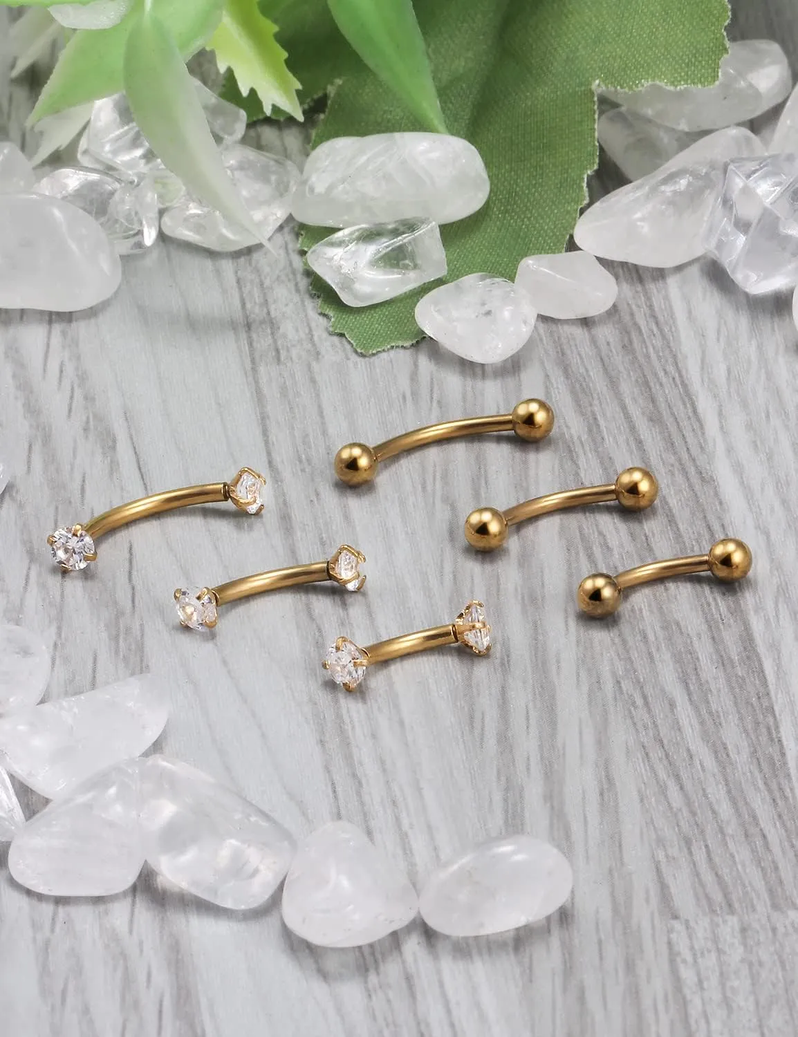 Ocptiy 16G Rook Piercing Jewelry Eyebrow Rings Hypoallergenic Surgical Steel Vertical Lip Labret Belly Snake Eye Tongue Ring Daith Earring Piercing Jewelry for Men Women Curved Barbells 6mm 8mm 10mm