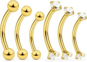 Ocptiy 16G Rook Piercing Jewelry Eyebrow Rings Hypoallergenic Surgical Steel Vertical Lip Labret Belly Snake Eye Tongue Ring Daith Earring Piercing Jewelry for Men Women Curved Barbells 6mm 8mm 10mm
