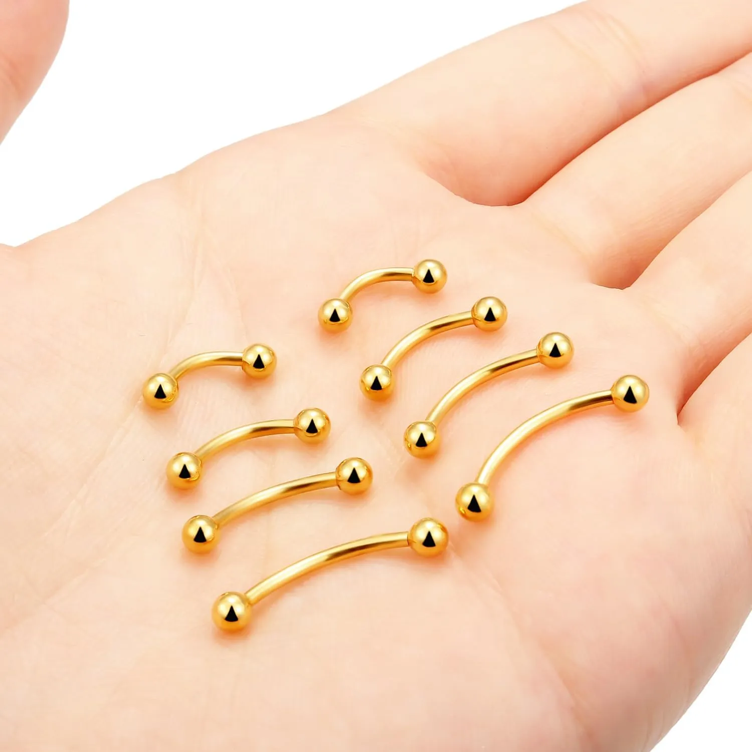 Ocptiy 20G 16G 14G 12G Eyebrow Rook Daith Piercing Jewelry 316L Surgical Steel Vertical Lip Labret Belly Button Ring Snake Eyes Tongue Ring Curved Barbell 6mm(1/4") 8mm(5/16") 10mm (3/8") 12mm(1/2")