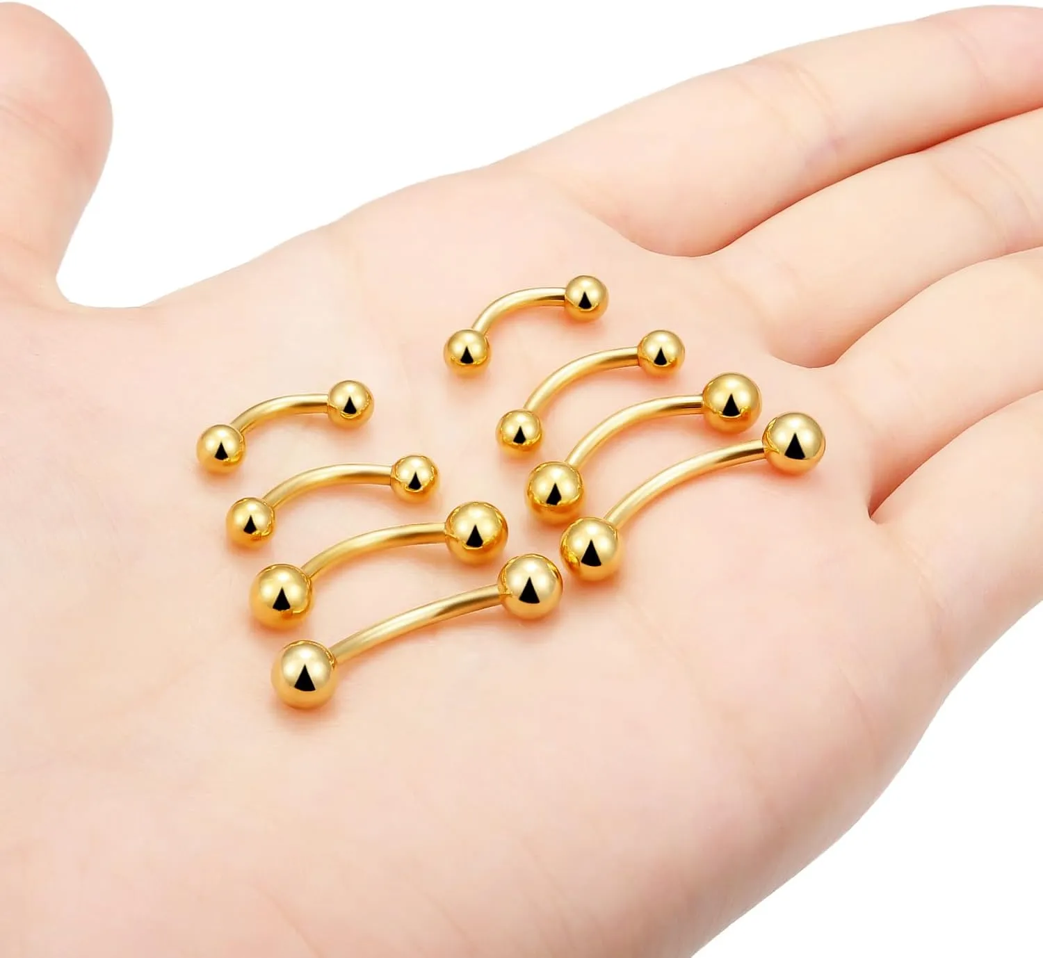 Ocptiy 20G 16G 14G 12G Eyebrow Rook Daith Piercing Jewelry 316L Surgical Steel Vertical Lip Labret Belly Button Ring Snake Eyes Tongue Ring Curved Barbell 6mm(1/4") 8mm(5/16") 10mm (3/8") 12mm(1/2")