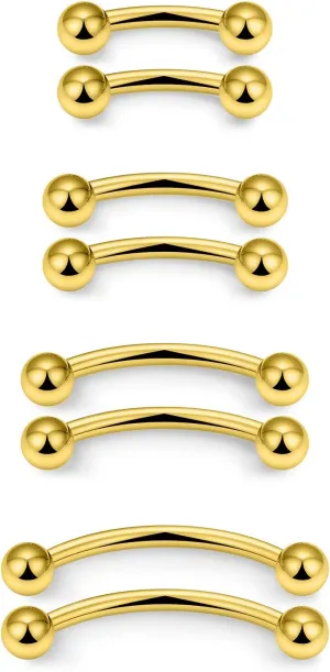 Ocptiy 20G 16G 14G 12G Eyebrow Rook Daith Piercing Jewelry 316L Surgical Steel Vertical Lip Labret Belly Button Ring Snake Eyes Tongue Ring Curved Barbell 6mm(1/4") 8mm(5/16") 10mm (3/8") 12mm(1/2")