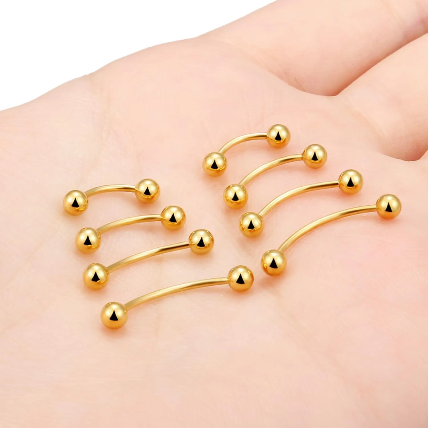 Ocptiy 20G 16G 14G 12G Eyebrow Rook Daith Piercing Jewelry 316L Surgical Steel Vertical Lip Labret Belly Button Ring Snake Eyes Tongue Ring Curved Barbell 6mm(1/4") 8mm(5/16") 10mm (3/8") 12mm(1/2")
