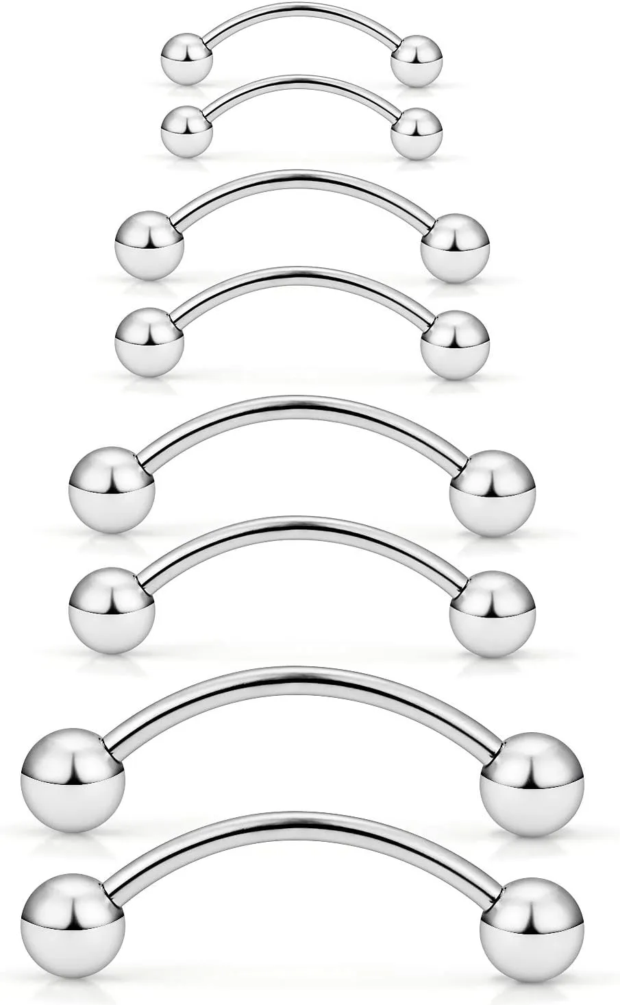 Ocptiy 20G 16G 14G 12G Eyebrow Rook Daith Piercing Jewelry 316L Surgical Steel Vertical Lip Labret Belly Button Ring Snake Eyes Tongue Ring Curved Barbell 6mm(1/4") 8mm(5/16") 10mm (3/8") 12mm(1/2")