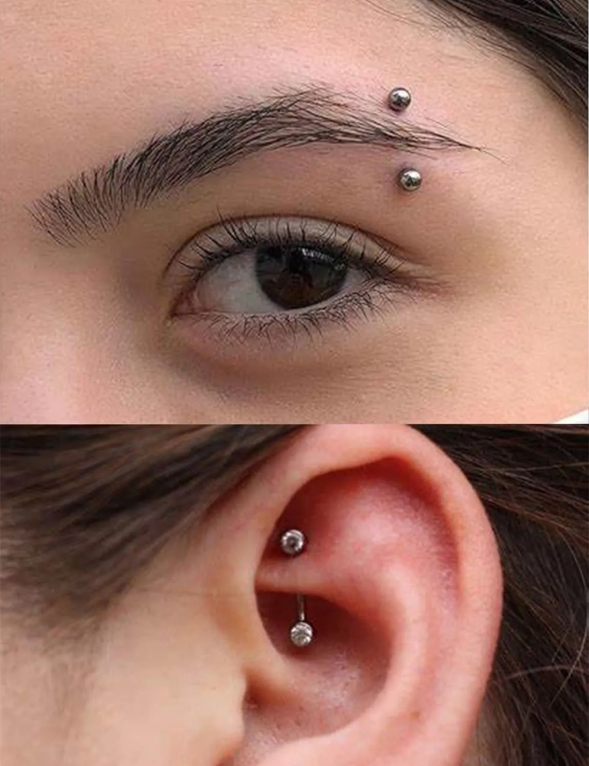 Ocptiy 20G 16G 14G 12G Eyebrow Rook Daith Piercing Jewelry 316L Surgical Steel Vertical Lip Labret Belly Button Ring Snake Eyes Tongue Ring Curved Barbell 6mm(1/4") 8mm(5/16") 10mm (3/8") 12mm(1/2")