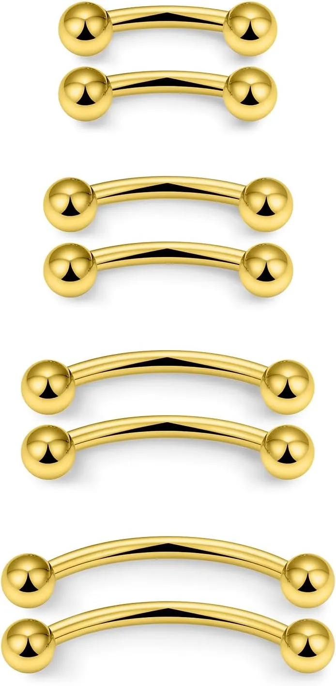 Ocptiy 20G 16G 14G 12G Eyebrow Rook Daith Piercing Jewelry 316L Surgical Steel Vertical Lip Labret Belly Button Ring Snake Eyes Tongue Ring Curved Barbell 6mm(1/4") 8mm(5/16") 10mm (3/8") 12mm(1/2")
