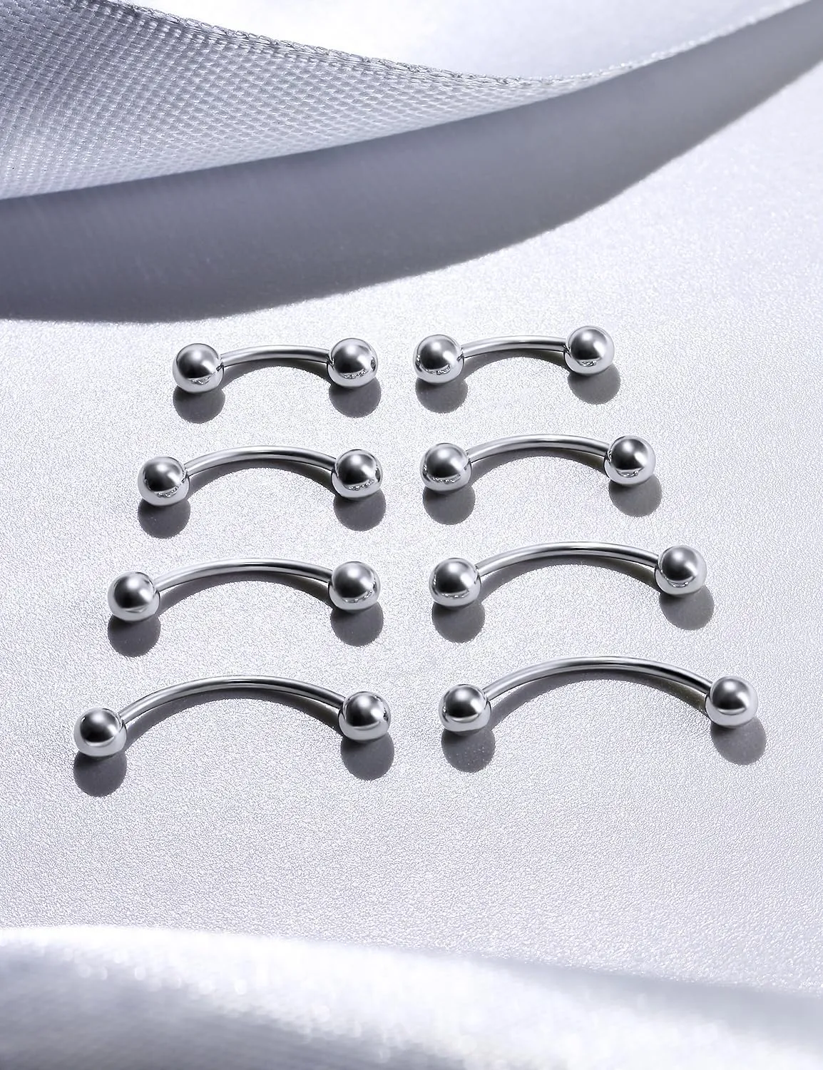 Ocptiy 20G 16G 14G 12G Eyebrow Rook Daith Piercing Jewelry 316L Surgical Steel Vertical Lip Labret Belly Button Ring Snake Eyes Tongue Ring Curved Barbell 6mm(1/4") 8mm(5/16") 10mm (3/8") 12mm(1/2")