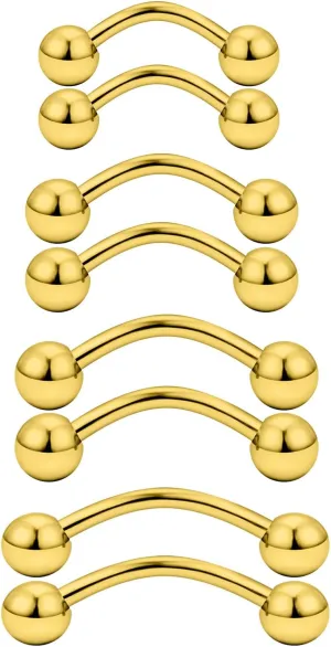 Ocptiy 20G 16G 14G 12G Eyebrow Rook Daith Piercing Jewelry 316L Surgical Steel Vertical Lip Labret Belly Button Ring Snake Eyes Tongue Ring Curved Barbell 6mm(1/4") 8mm(5/16") 10mm (3/8") 12mm(1/2")