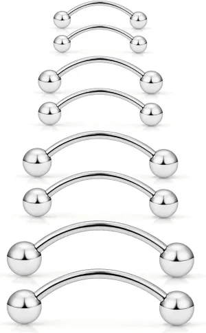 Ocptiy 20G 16G 14G 12G Eyebrow Rook Daith Piercing Jewelry 316L Surgical Steel Vertical Lip Labret Belly Button Ring Snake Eyes Tongue Ring Curved Barbell 6mm(1/4") 8mm(5/16") 10mm (3/8") 12mm(1/2")