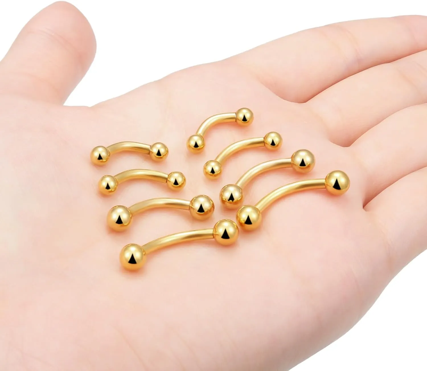 Ocptiy 20G 16G 14G 12G Eyebrow Rook Daith Piercing Jewelry 316L Surgical Steel Vertical Lip Labret Belly Button Ring Snake Eyes Tongue Ring Curved Barbell 6mm(1/4") 8mm(5/16") 10mm (3/8") 12mm(1/2")
