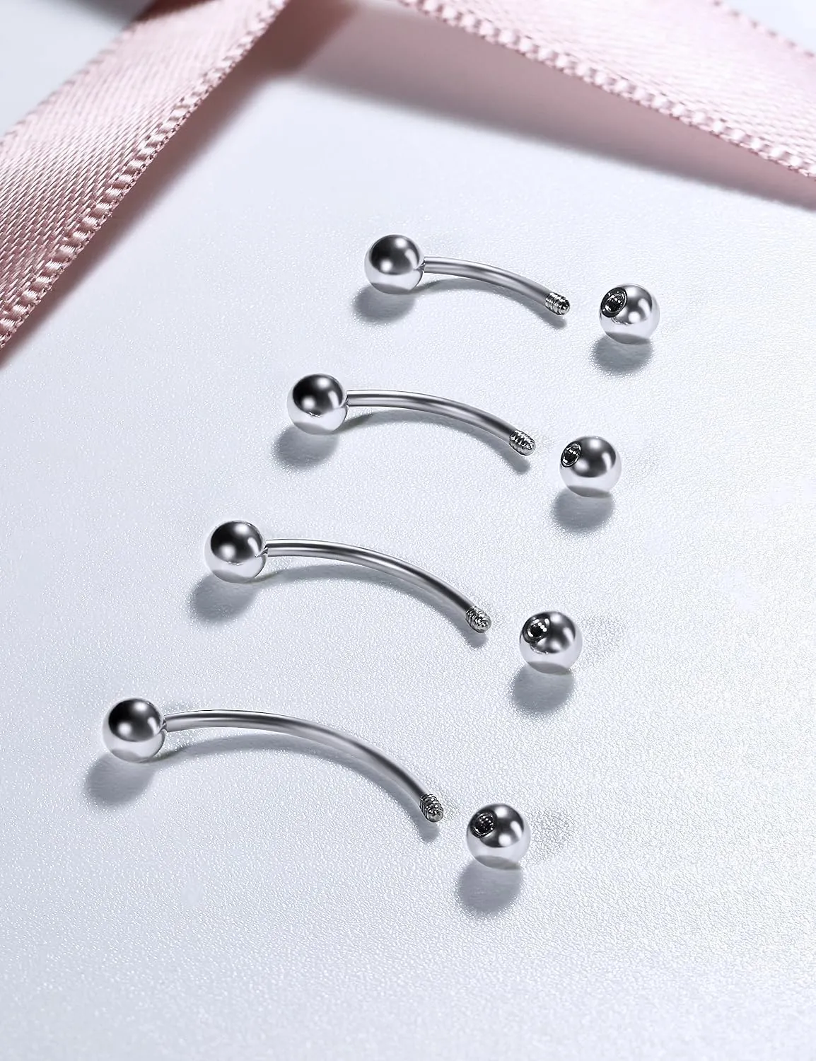 Ocptiy 20G 16G 14G 12G Eyebrow Rook Daith Piercing Jewelry 316L Surgical Steel Vertical Lip Labret Belly Button Ring Snake Eyes Tongue Ring Curved Barbell 6mm(1/4") 8mm(5/16") 10mm (3/8") 12mm(1/2")