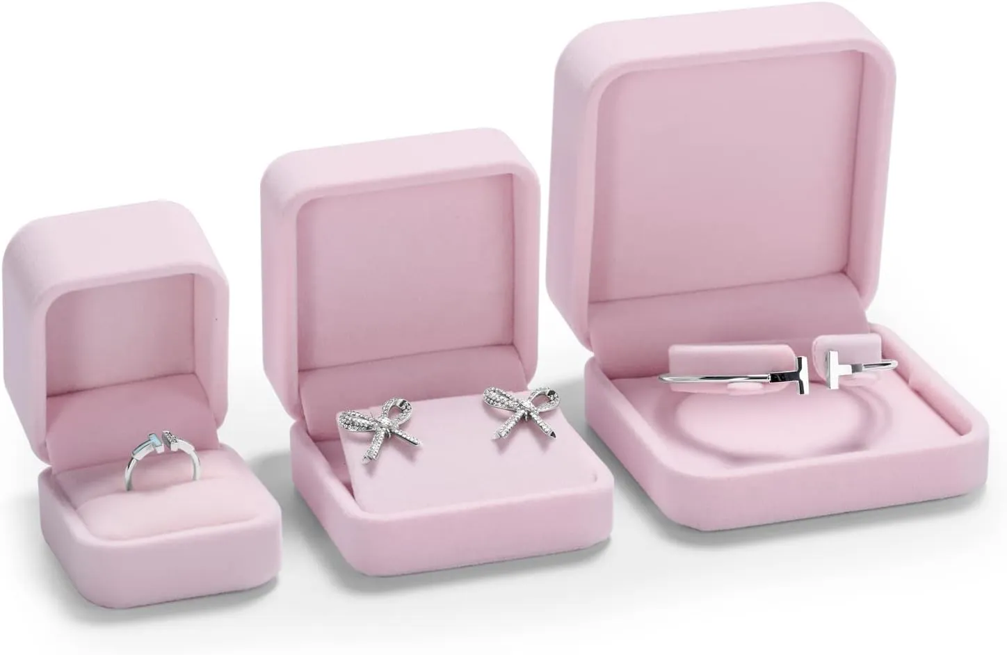 Oirlv Premium Velvet Earring Gift Box Pink Jewelry Storage Case Showcase Display