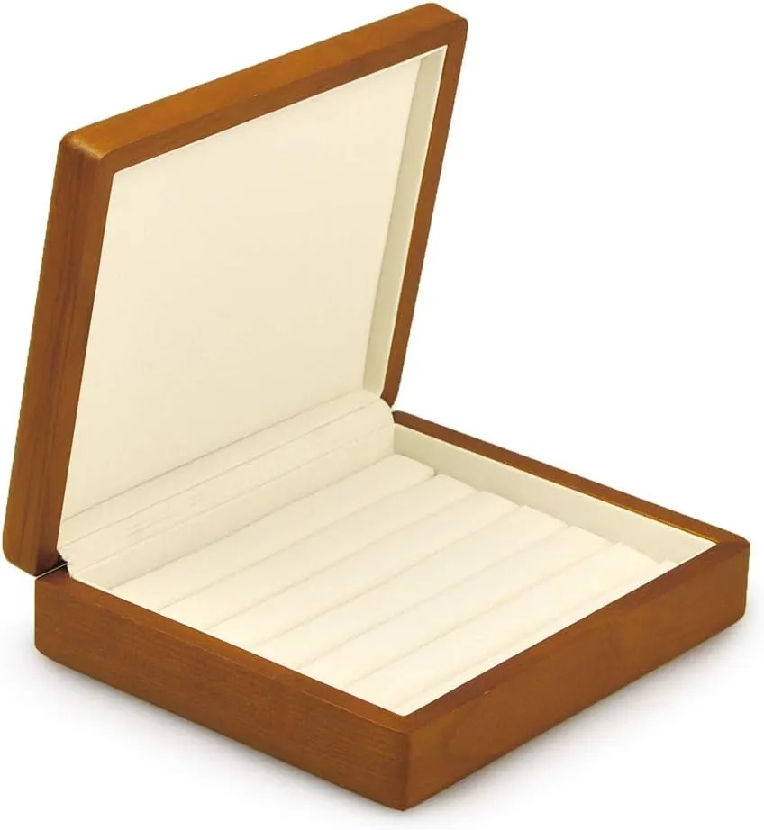 Oirlv Solid Wood Ring Jewelry Box Organizer Earrings Jewelry Drawer Organizer Tray with Lid (Creamy-white)
