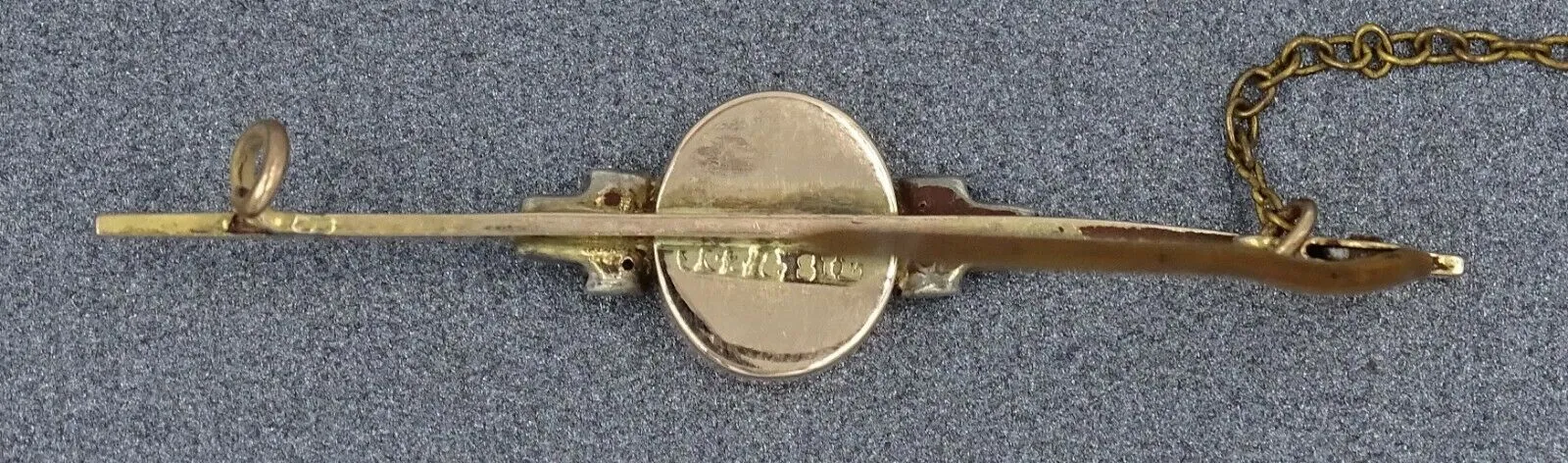 Opal Doublet 9ct Yellow Gold Brooch with Silver Safety Chain