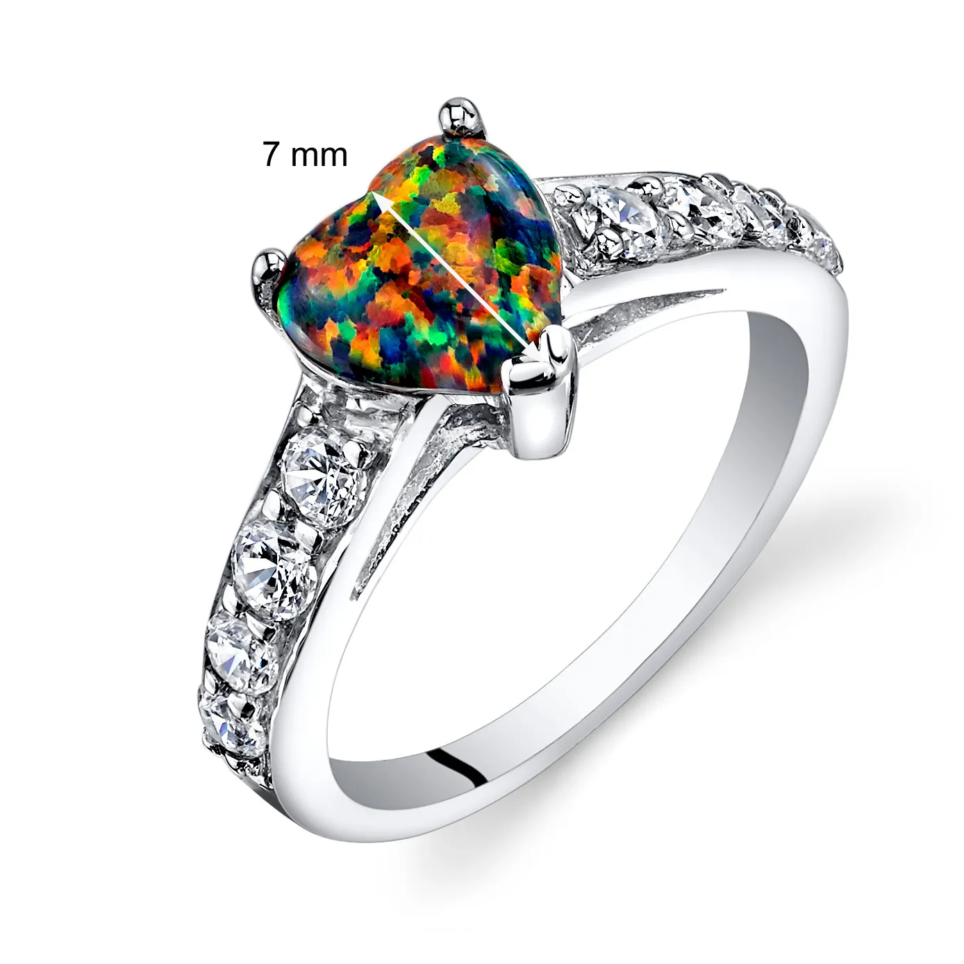 Opal Heart Shape Sterling Silver Ring Size 5