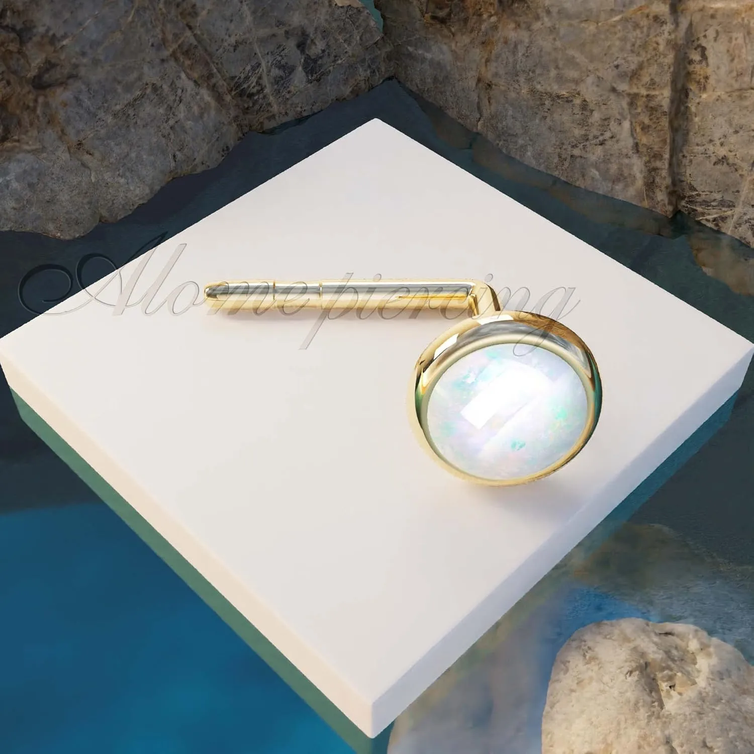 Opal Tragus Stud Earring, Tragus Earring in 14k Gold filled ,3 mm white Opal Tragus studs Piercing