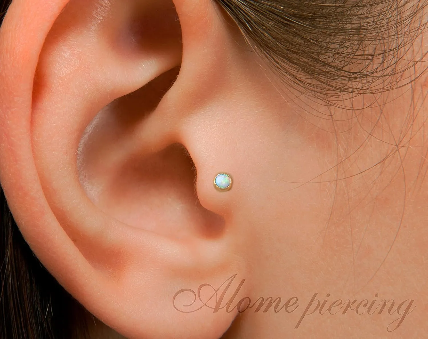 Opal Tragus Stud Earring, Tragus Earring in 14k Gold filled ,3 mm white Opal Tragus studs Piercing