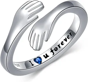 Open Rings for Women 925 Sterling Silver Adjustable Open Ring Jewelry Mothers Day Christmas Birthday Gifts for Wife Mom Sister Friend