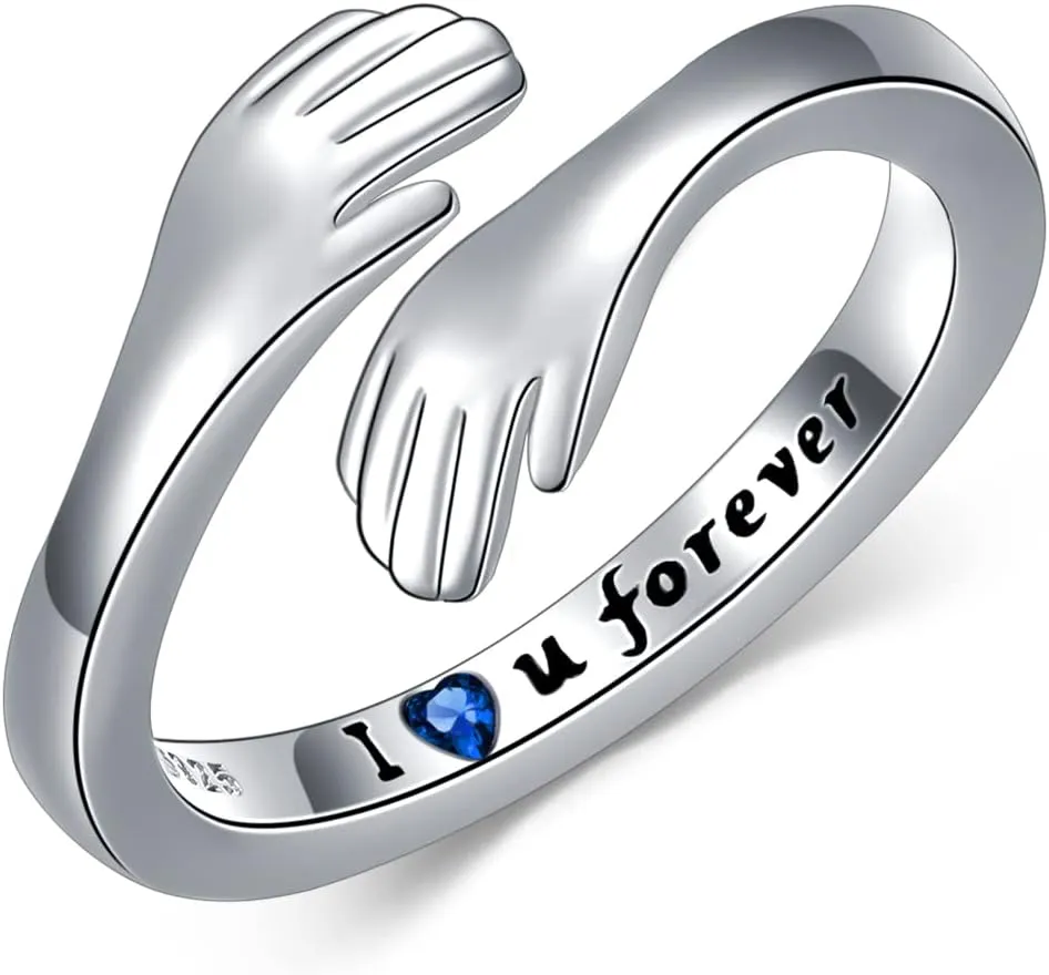 Open Rings for Women 925 Sterling Silver Adjustable Open Ring Jewelry Mothers Day Christmas Birthday Gifts for Wife Mom Sister Friend