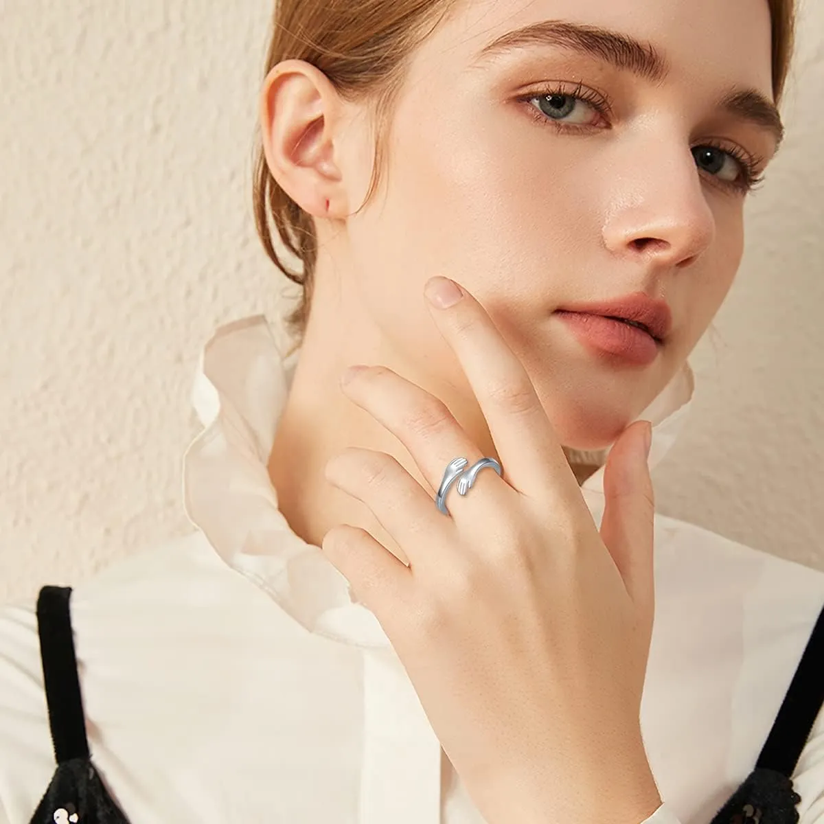 Open Rings for Women 925 Sterling Silver Adjustable Open Ring Jewelry Mothers Day Christmas Birthday Gifts for Wife Mom Sister Friend