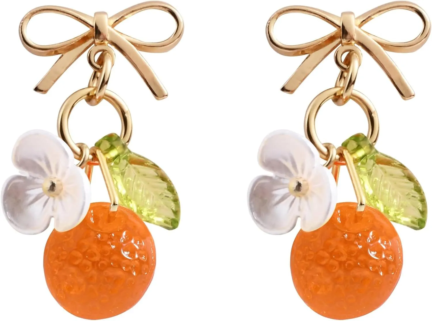 Orange Lemon Strawberry Imported Czech Glass Beads Earrings Handmade Bowtie Fruits Dangling Stud Earrings For Women
