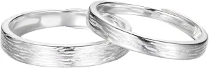 Ornaland Couple Rings Pair of 925 Sterling Silver Matching Rings Adjustable Open Ring Simple Fashion Promise Ring Jewelry Gift for Lovers Engagement Wedding Proposal Ring