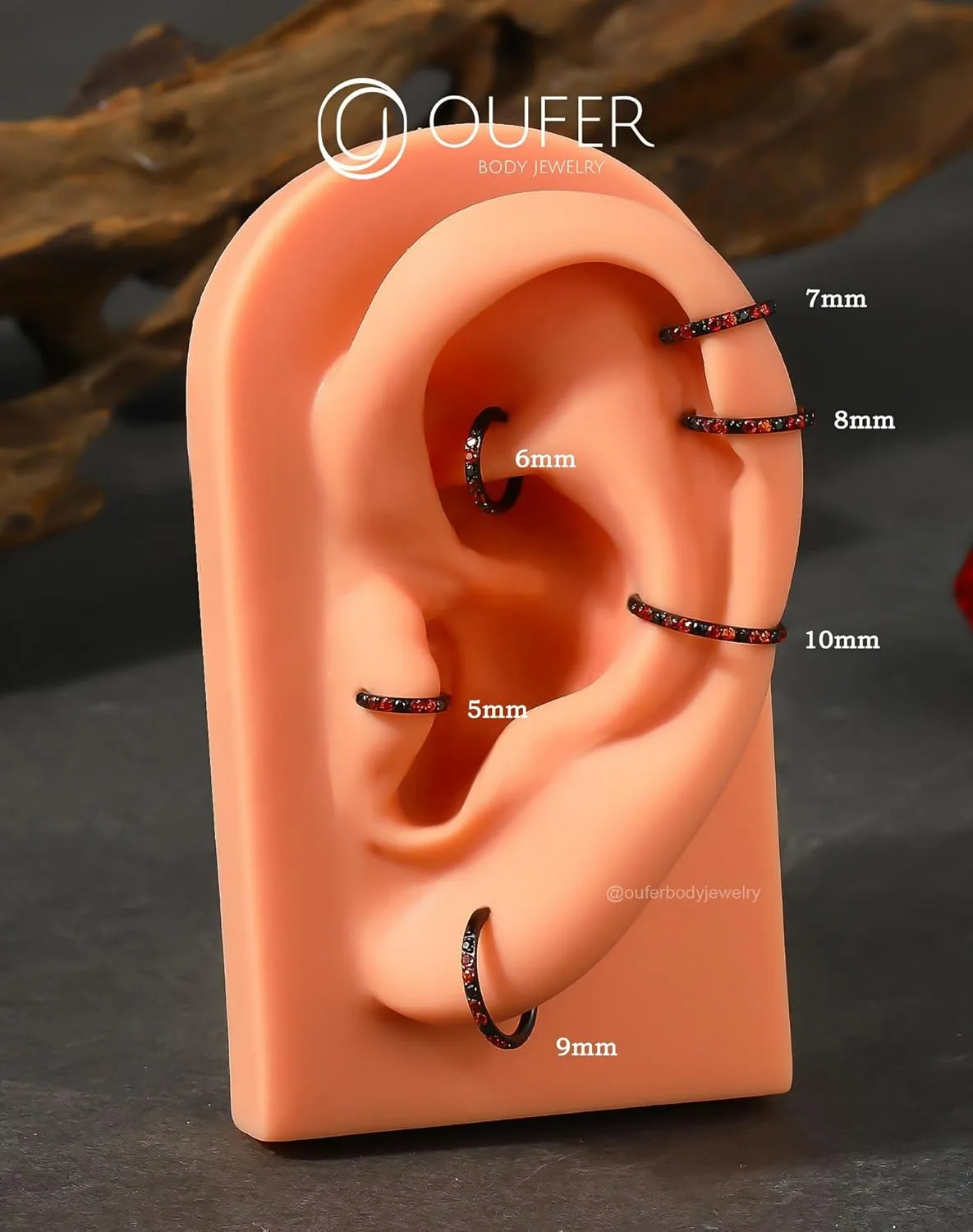 OUFER Black Nose Rings Hoops, 316L Surgical Steel Nose Rings, Nose Piercing Jewelry,20G Hinged Colorful CZ Helix Piercing Jewelry, Septum Clicker Lip Rings Cartilage Conch Rook Helix Tragus Daith Earrings 5mm/6mm/7mm/8mm/9mm/10mm