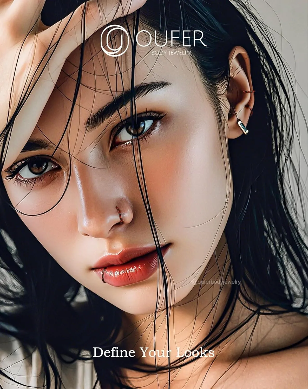 OUFER Black Nose Rings Hoops, 316L Surgical Steel Nose Rings, Nose Piercing Jewelry,20G Hinged Colorful CZ Helix Piercing Jewelry, Septum Clicker Lip Rings Cartilage Conch Rook Helix Tragus Daith Earrings 5mm/6mm/7mm/8mm/9mm/10mm