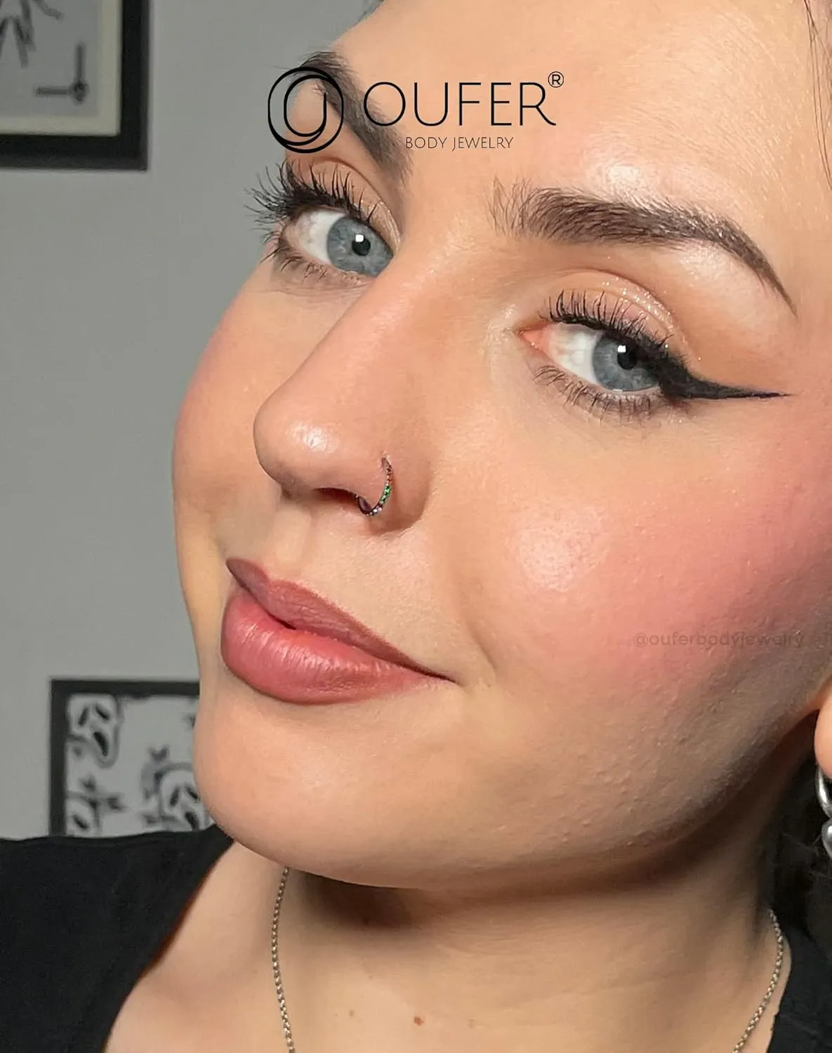 OUFER Nose Rings Hoops, 316L Surgical Steel Nose Rings, 20G Hinged Colorful CZ Rook Piercing Jewelry, Septum Clicker Lip Rings Cartilage Conch Daith Tragus Daith Earrings-6mm/7mm/8mm