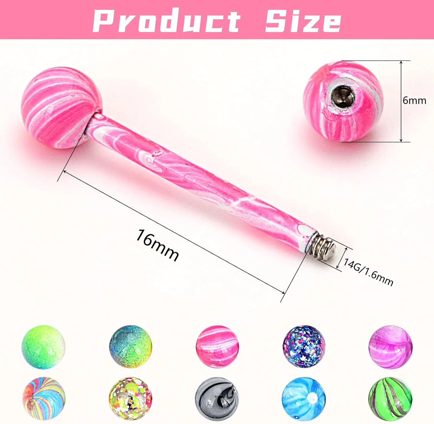 Oyaface 10 Pcs Belly Button Rings Tongue Studs Banana Industrial Barbells Horseshoe Septum Rings 14G/16G Colored Stainless Steel Body Bars Jewelry Gift Set
