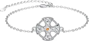 Palpitate Celtic Bracelet Mustard Seed Bracelet 925 Sterling Silver Celtic knot Irish Mustard Seed Jewelry Gifts for Women Mom Mother