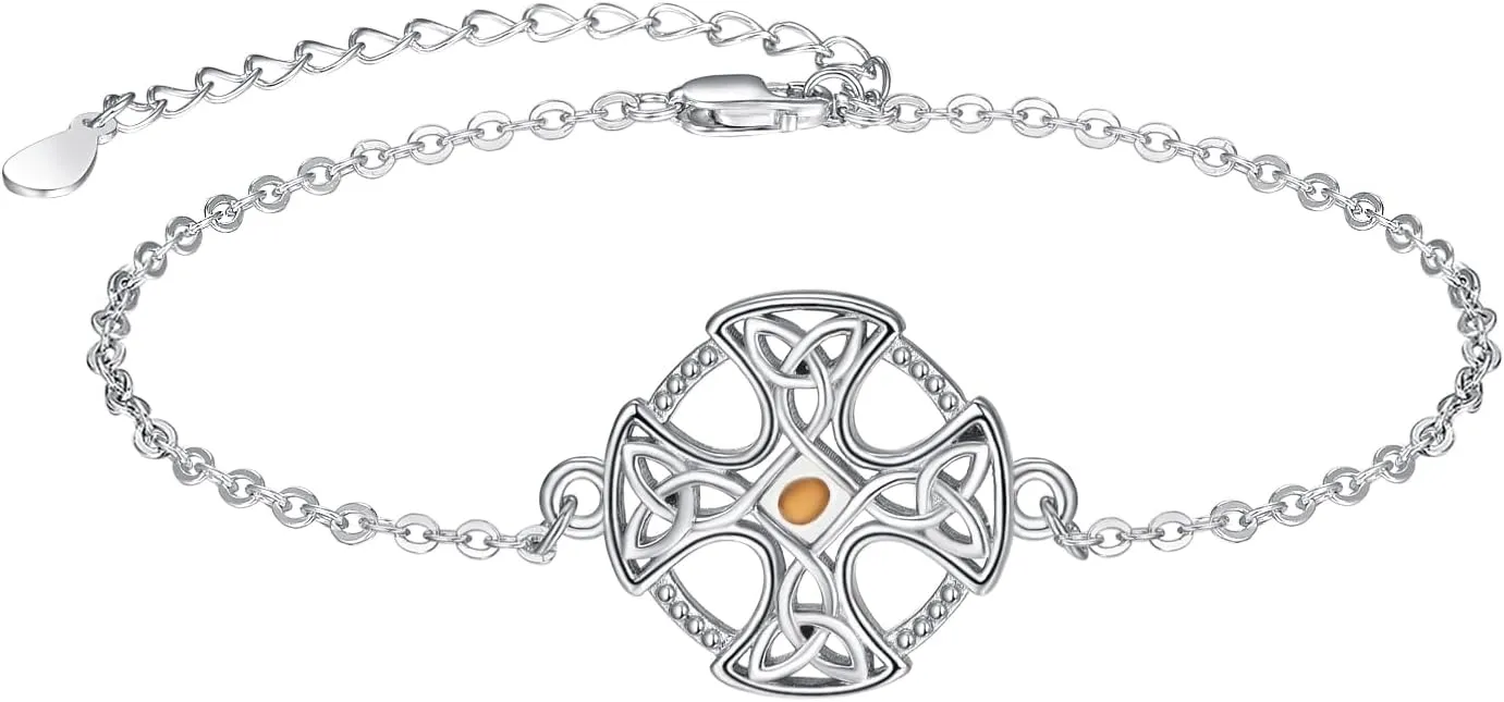 Palpitate Celtic Bracelet Mustard Seed Bracelet 925 Sterling Silver Celtic knot Irish Mustard Seed Jewelry Gifts for Women Mom Mother