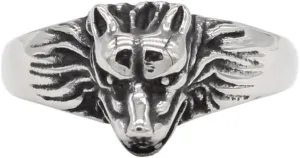 PAMTIER Men's Stainless Steel Personality Vintage Domineering Roaring Animal Wolf Head Biker Ring Overlord of The Forest